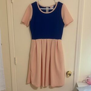 LuLaRoe Navy and Peach Casual Dress